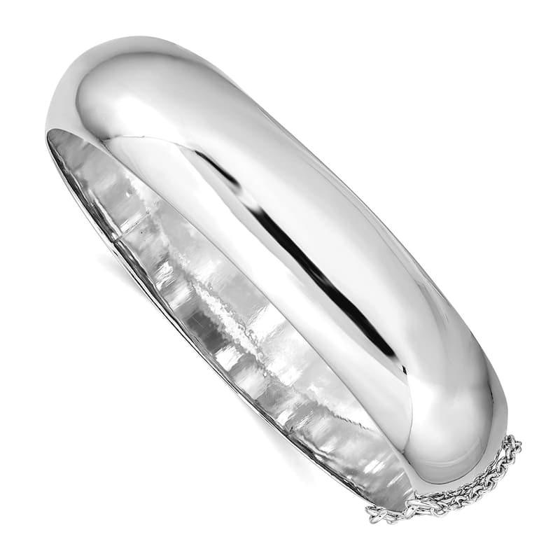 Curata 925 Sterling Silver 7.25" High Polish Hinged Bangle Bracelet - 5mm 9mm 12mm 15mm 20mm - 15 mm - White