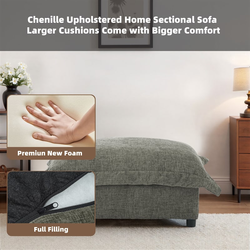 Double Layer Cushion Comfy Cloud Modular Sectional Sofa Couch Ottoman