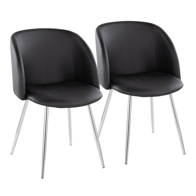 Silver Orchid Harding Upholstered Dining Chairs (Set of 2) - Black Faux Leather/Chrome
