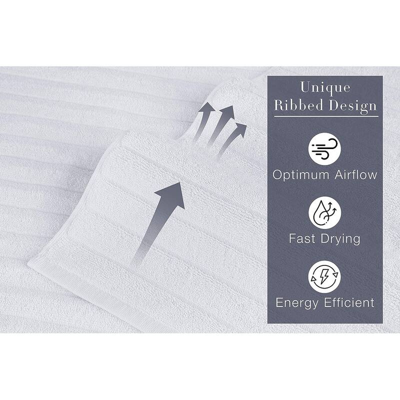 Classic Turkish Towels Plush Ribbed Cotton Luxurious Bath Sheets (Set of 3) 40x65" - 40x65