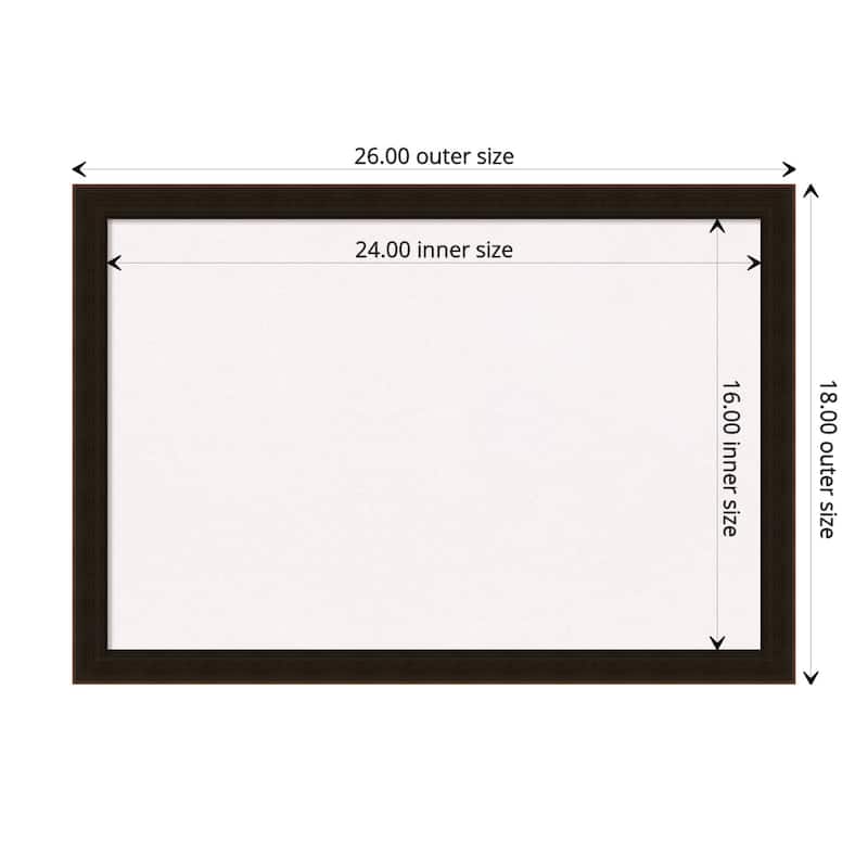 Espresso Brown Wood Framed White Corkboard Bulletin Board - Board Size 24x16