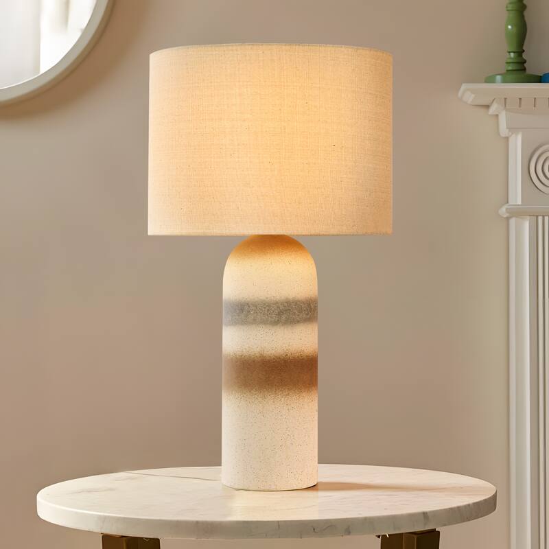 Ceramic Table Lamp with Drum Linen Shade