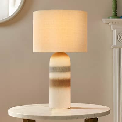 Ceramic Table Lamp with Drum Linen Shade