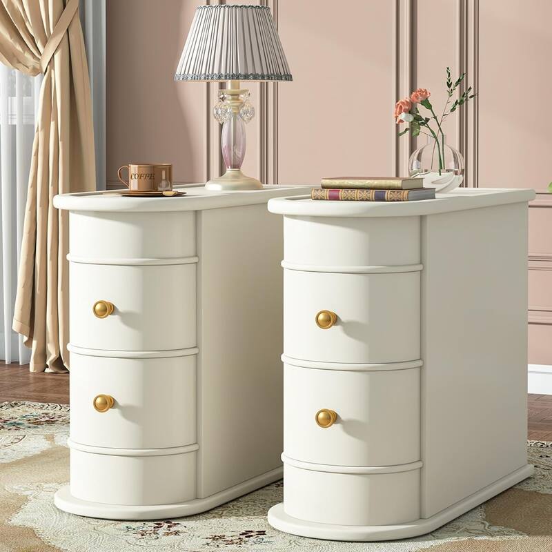 2 Drawer Narrow Side Table, Wood End Table