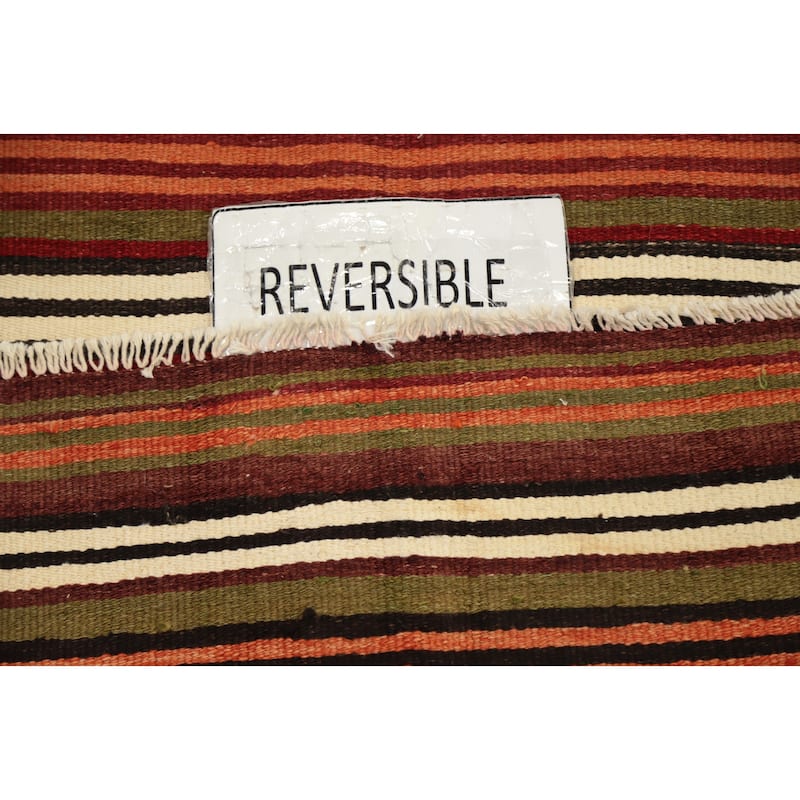 Hand Woven Oriental 100% Wool Carpet Southwestern Geometric Multi-Colored Kilim Area Rug - 11' 2'' X 4' 8''