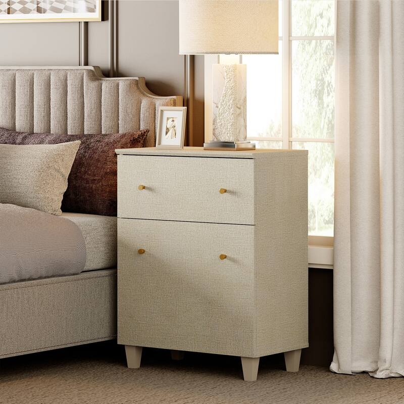 Large Nightstand with Drawer and Cabinet for Bedroom