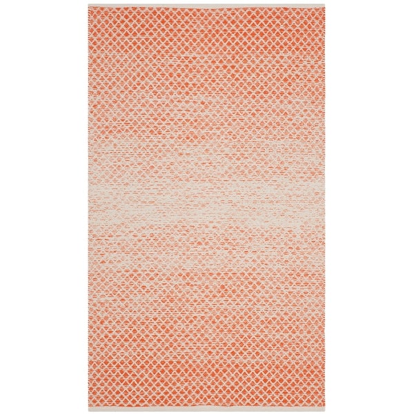 slide 2 of 5, SAFAVIEH Handmade Flatweave Montauk Geert Cotton Rug 2'3" x 4' - Orange/Ivory - Rectangle