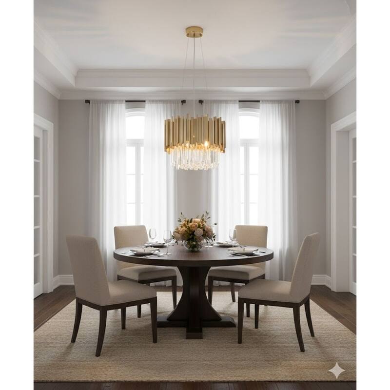 6 Light Gold Chandelier With Clear Crystal Accents