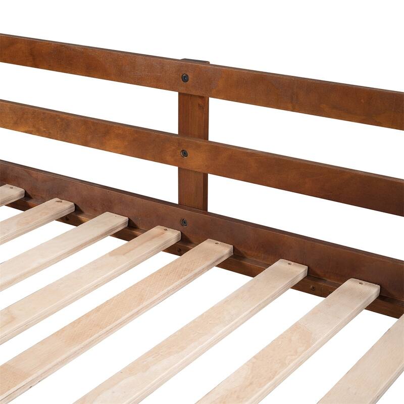 Merax Wood Bunk Bed with Twin Size Trundle and 3 Storage Stairs