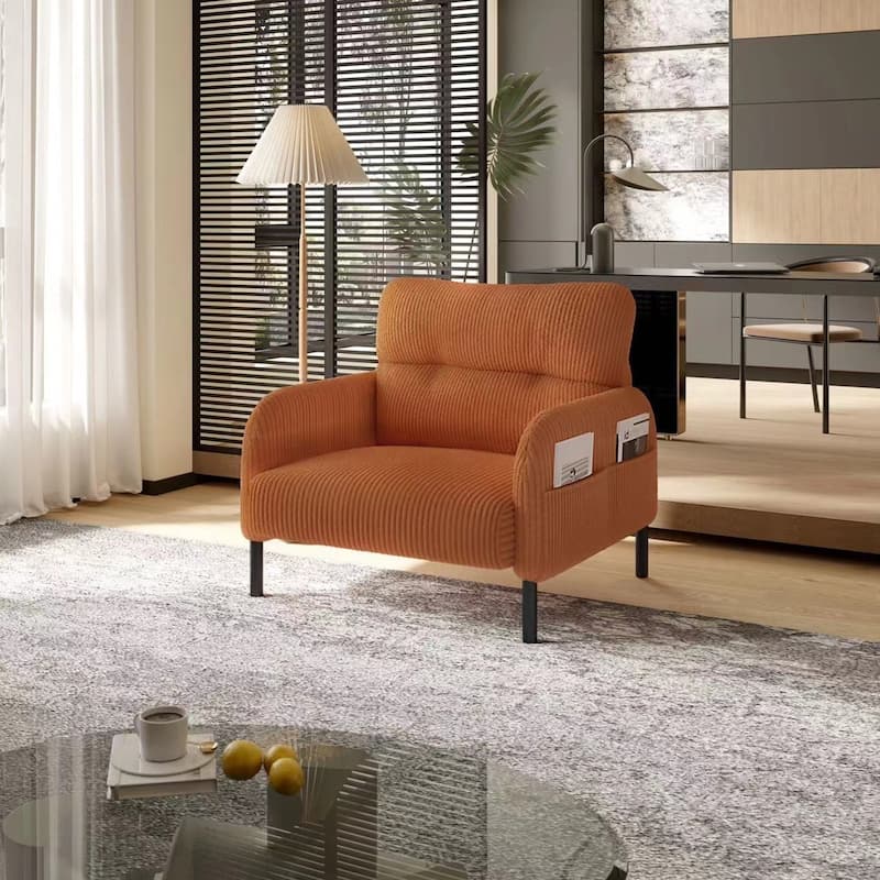 Orange Side Chair Accent Chair Office Chair, Comfortable Coffee Chair Lobby Chair Padded Chair Sofa Chair - Orange