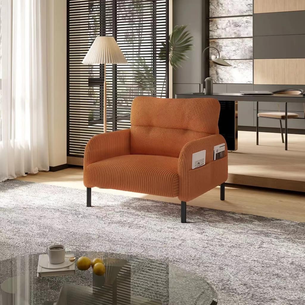 Orange Side Chair Accent Chair Office Chair, Comfortable Coffee Chair Lobby Chair Padded Chair Sofa Chair