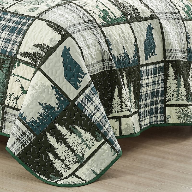 MarCielo 3 Pcs Cabin Lodge Rustic Country Quilt Bedspread Set
