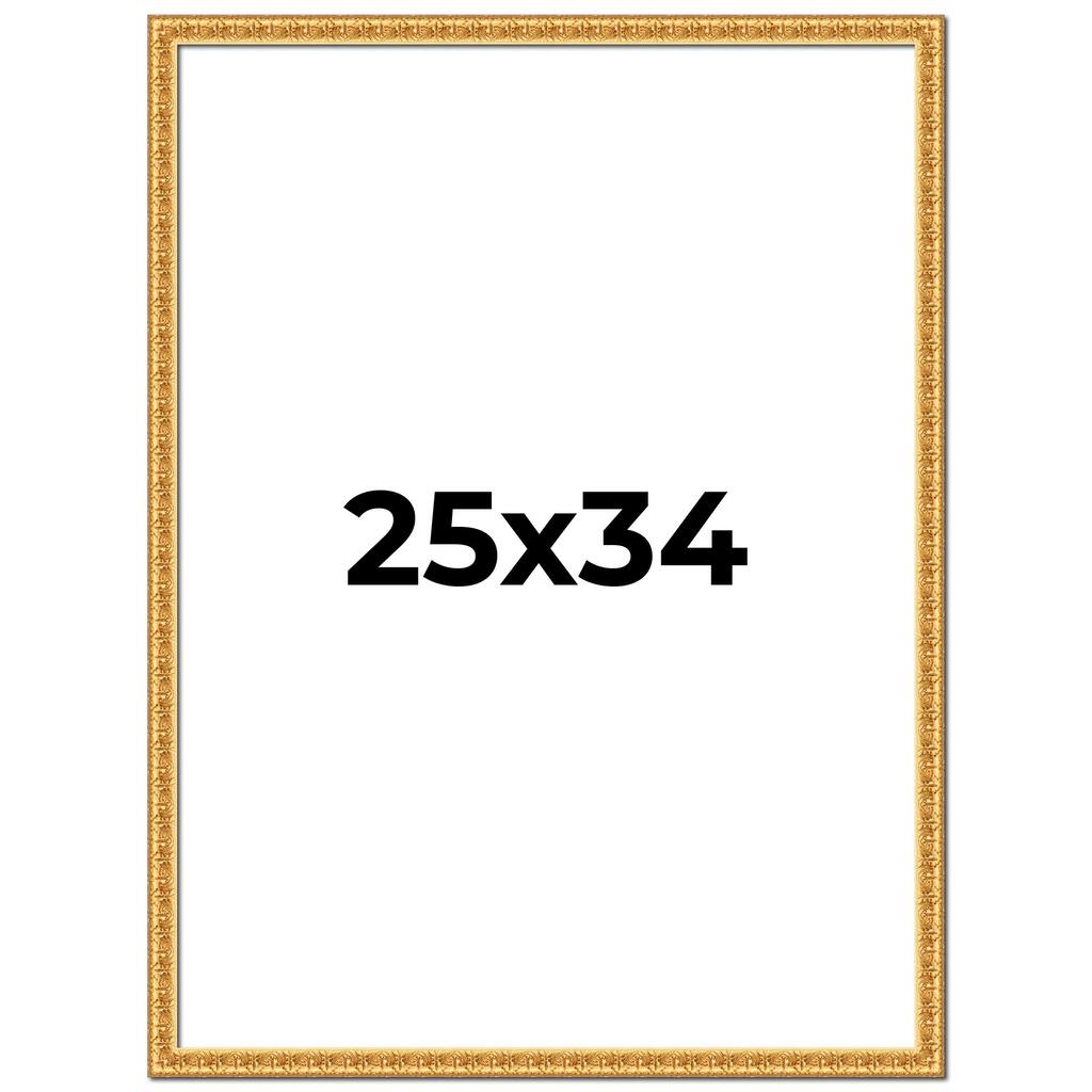 25x34 Frame Gold Real Wood Picture Frame Width 1 inches | Interior