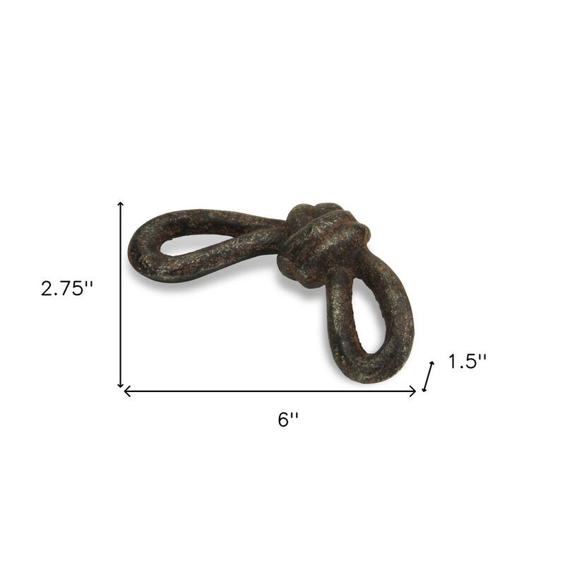 HomeRoots 6" Gray Rustic Cast Iron Knot Tabletop Sculpture - 6 x 2.75 x 1.5