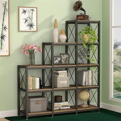 Vintage Industrial 9-Cube Ladder Bookcase