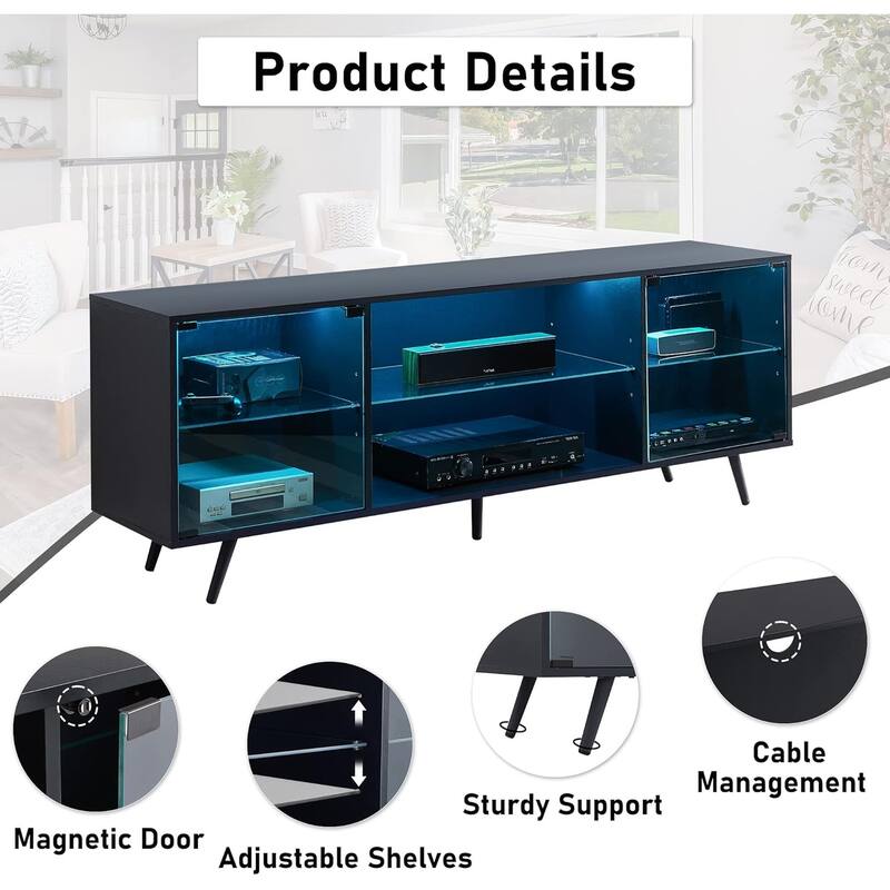 Modern TV Stand for TVs up to 75 Inch with LED Lights