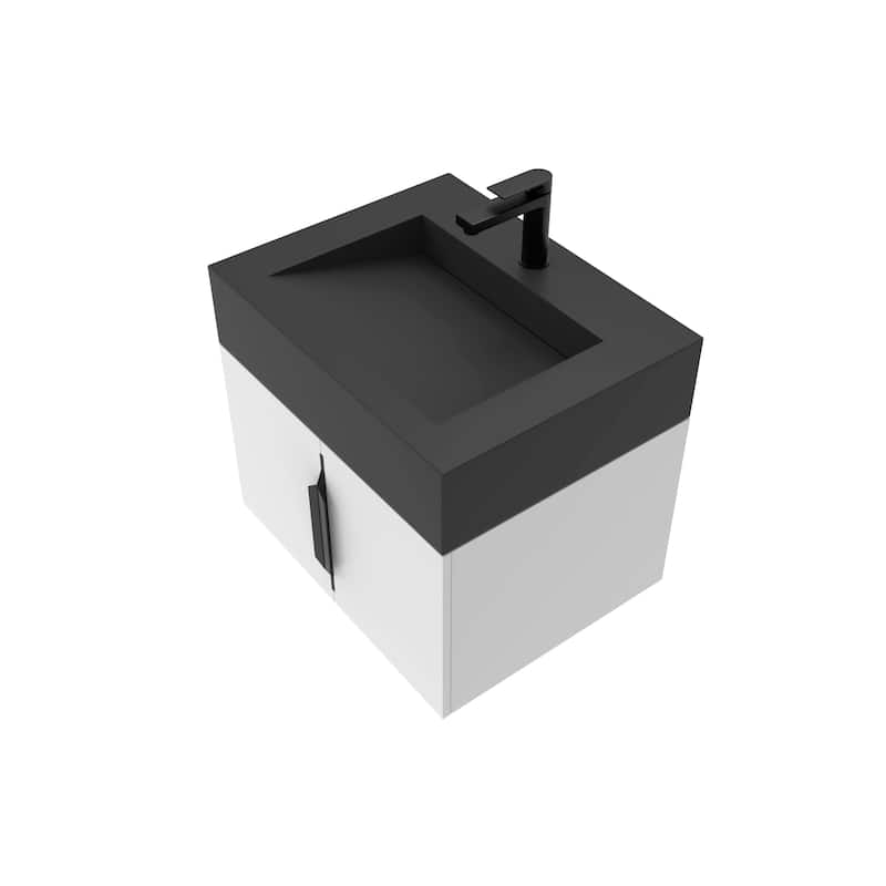 Nile 24-Inch Wall Mounted Bathroom Vanity Set w/ Black Top