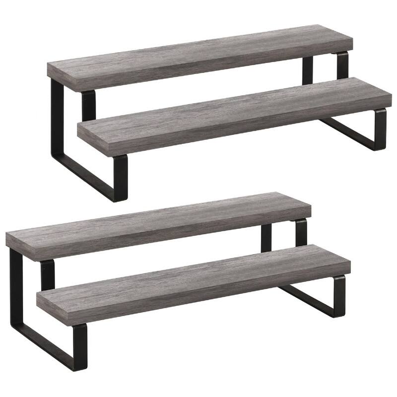 Wooden Display Riser Stand - 13.8 x 6x 4.5 inches - Grey