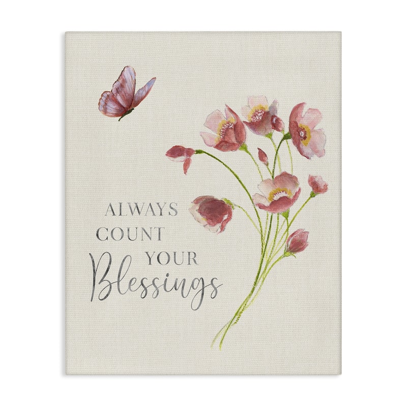 Stupell Count Your Blessings Florals Canvas Wall Art Design By Janet Tava - 36 x 48