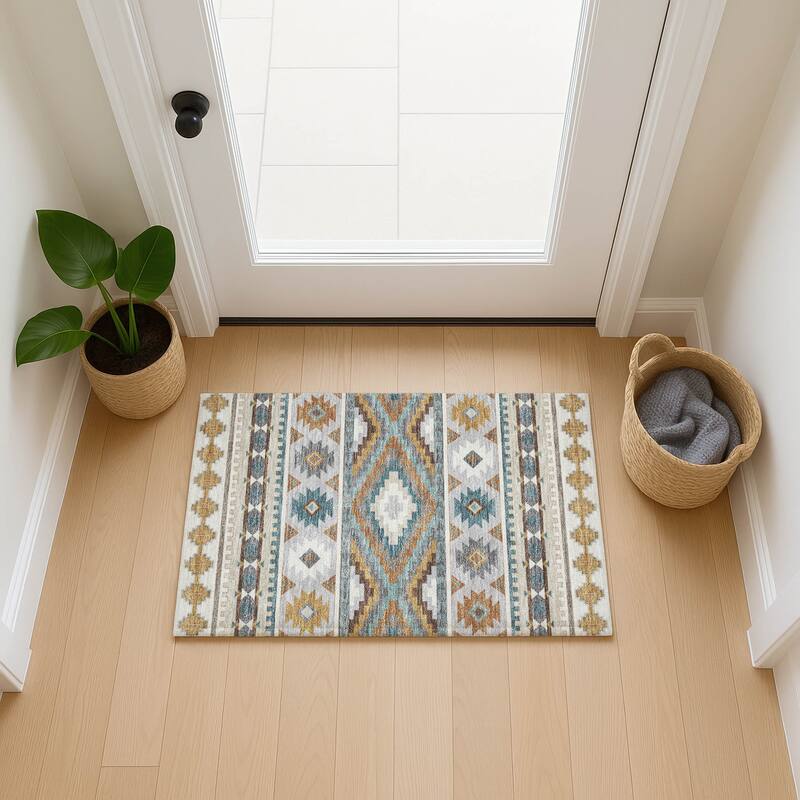 Machine Washable Indoor/ Outdoor Modern Ottawa Chantille Rug