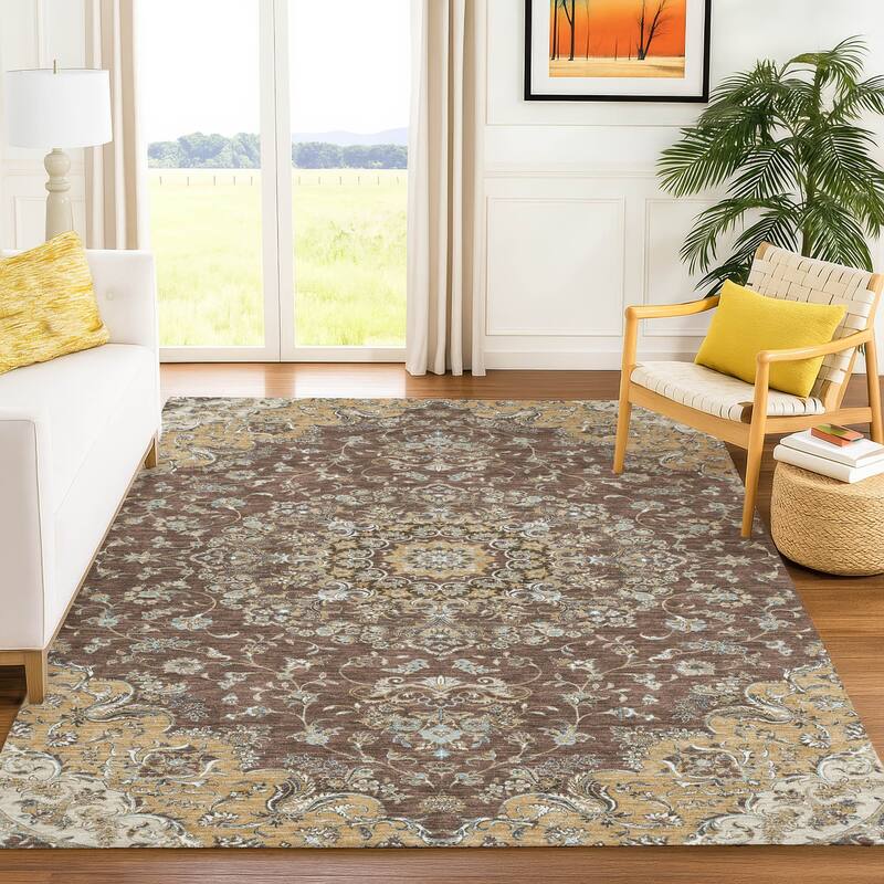 Machine Washable Indoor/ Outdoor Traditional Niko Chantille Rug