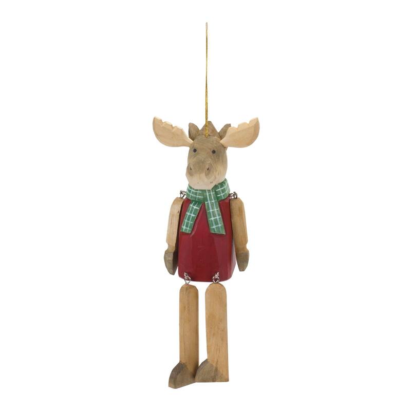 Set of 6 Dangle Moose Christmas Ornaments 9"