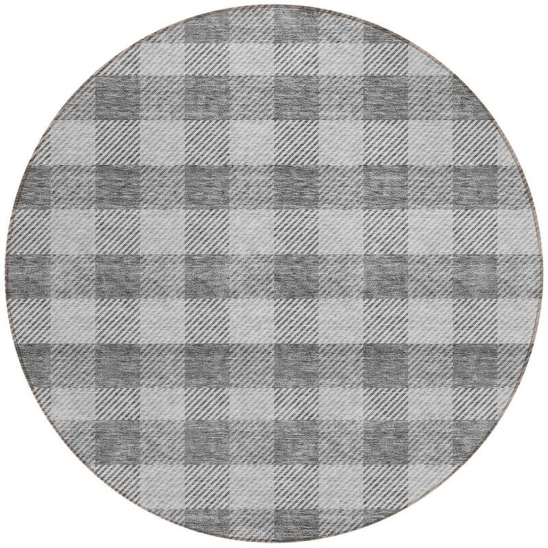 HomeRoots Plaid Transitional Rectangle Outdoor Rug