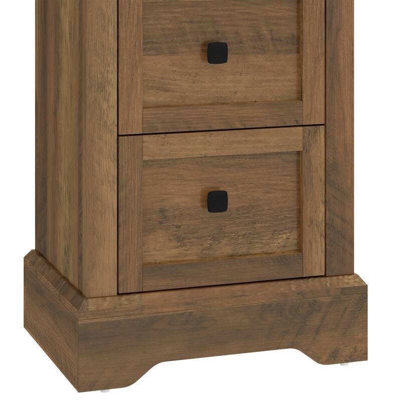 Moasis 68"H Storage Cabinet with 3 Drawers, Farmhouse Bathroom Cabinet with Barn Doors & Adjustable Shelves