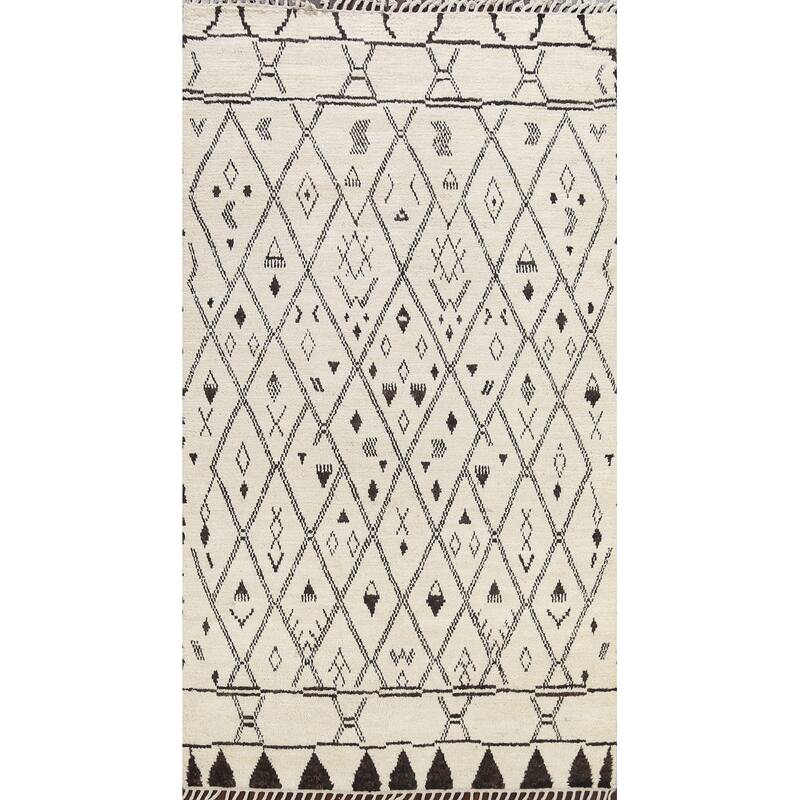 Tribal Vegetable Dye Moroccan Berber Oriental Wool Area Rug Handmade - 5'7" x 9'0"