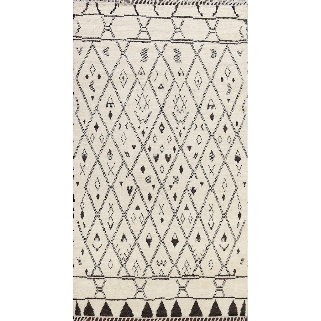 Tribal Vegetable Dye Moroccan Berber Oriental Wool Area Rug Handmade - 5'7" x 9'0"