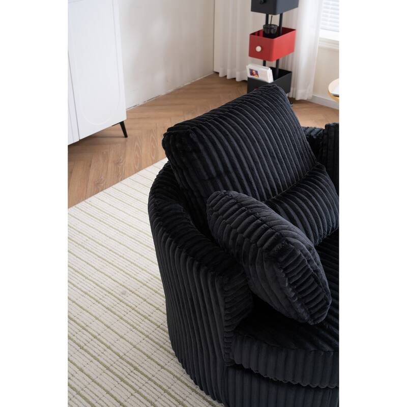 Corduroy Swivel Chair with 4 Pillows