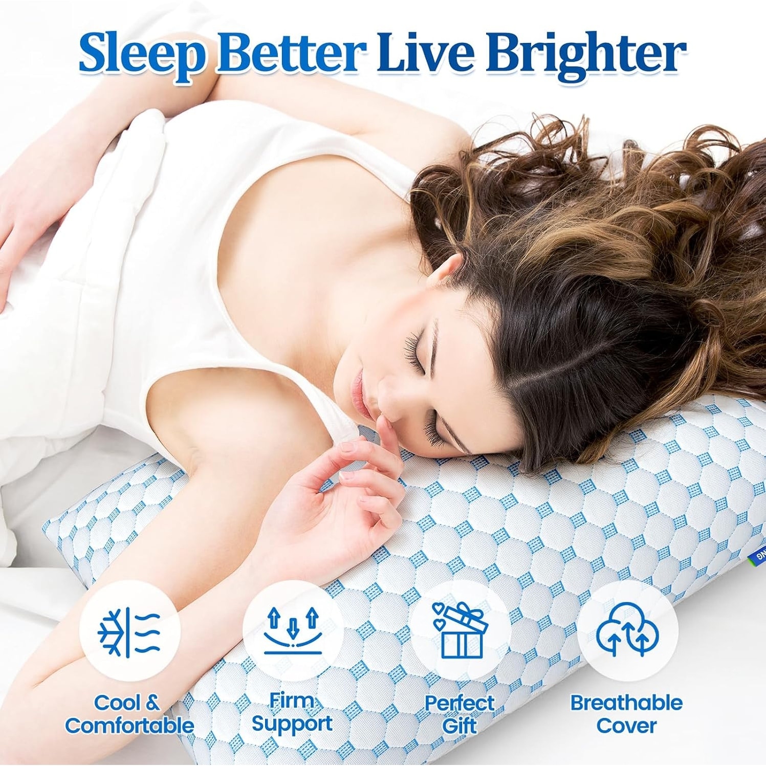 Cooling Memory Foam Wave Pillows, Ergonomic Cervical Contour