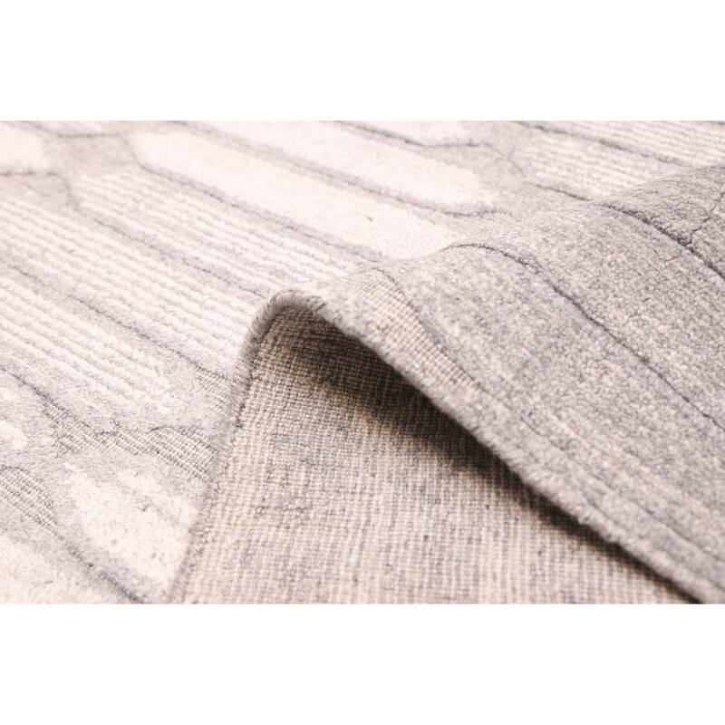 ECARPETGALLERY Hand Loomed Elysian Grey Silk Rug - 8'0 x 11'2