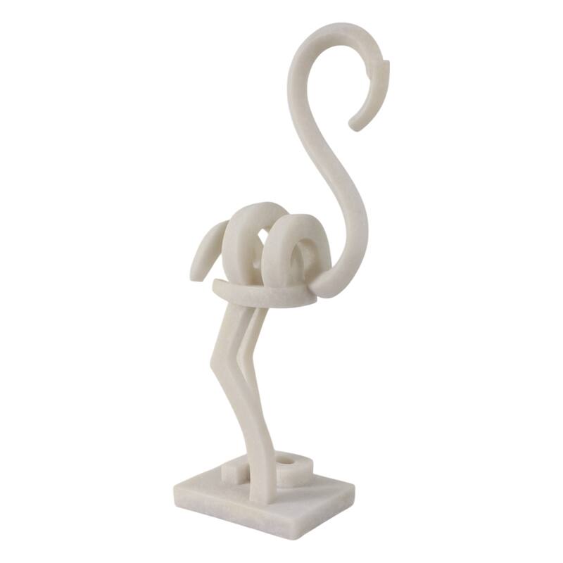 Resin Flamingo Sculpture Modern Abstract Figurine - 19" White - 9" x 4.5" x 18.75"