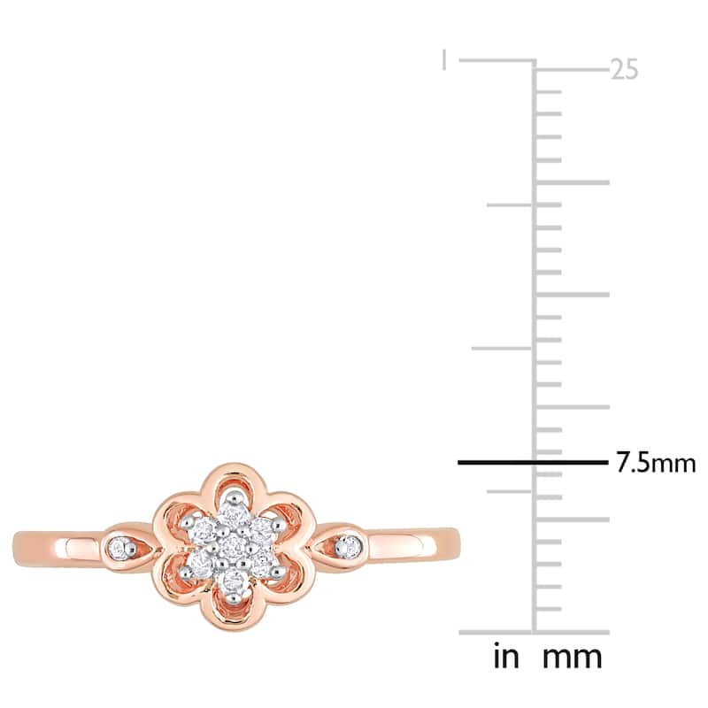 Miadora 1/10ct TDW Diamond Flower Ring in Rose Silver
