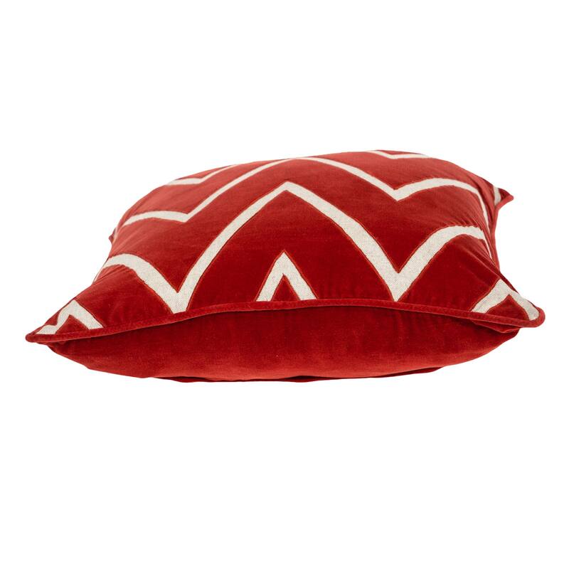 Embroidered Zig Zag Square Throw Pillow - 22" - Red and White