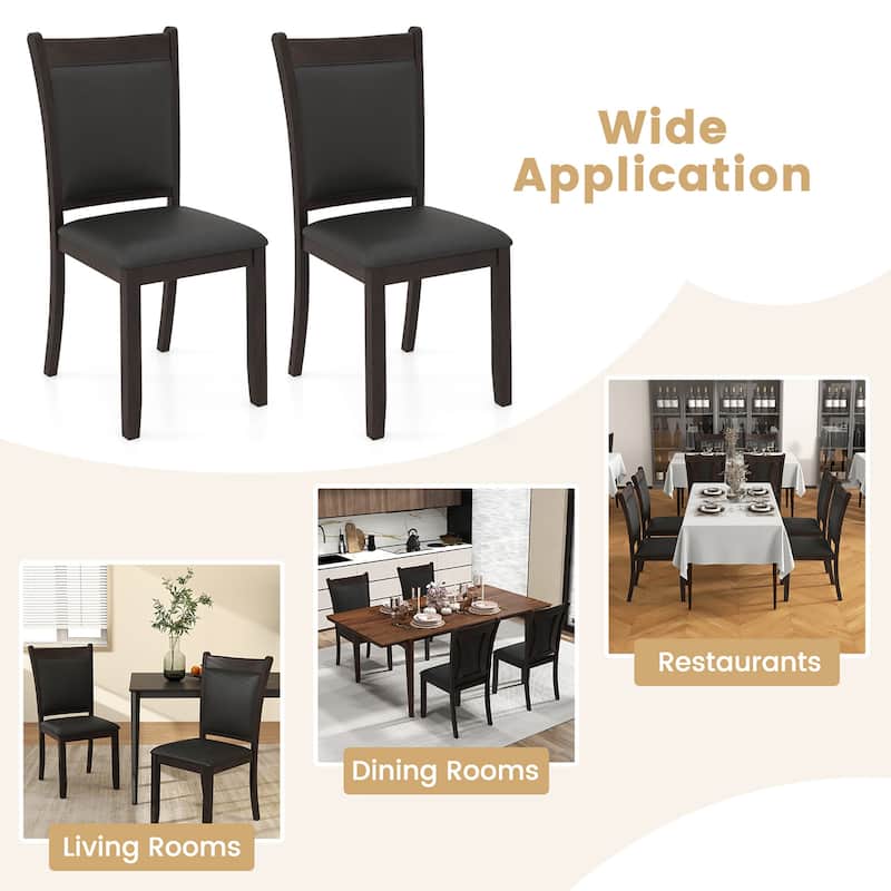 Gymax Faux Leather Upholstered Dining Chairs Set of 4 w/ Padded Seat