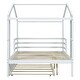 preview thumbnail 11 of 12, White Full Size Solid Wood House Bed with Trundle, Fence and Writing Board for Kids, Boys and Girls, Bedroom