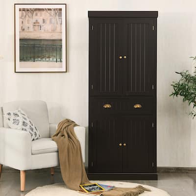 Freestanding Kitchen Accent Storage Cabinet with Adjustable Shelves