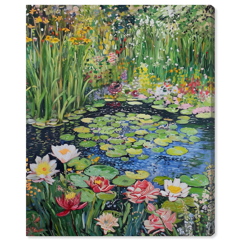 Art Remedy Impressionist Pond Gallery Wrapped Impressionism 1 Piece Canvas Wall Art /Monet And Van Gogh Inspired Art - 16 x 20