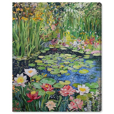 Art Remedy Impressionist Pond Gallery Wrapped Impressionism 1 Piece Canvas Wall Art /Monet And Van Gogh Inspired Art