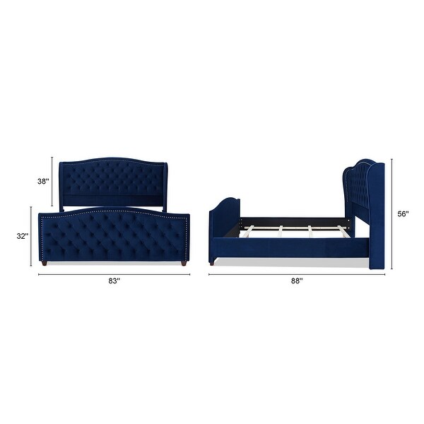 Angelina Velvet Upholstered Tufted Wingback Panel Bed - On Angelina Velvet Upholstered Tufted Wingback Panel Bed - On
