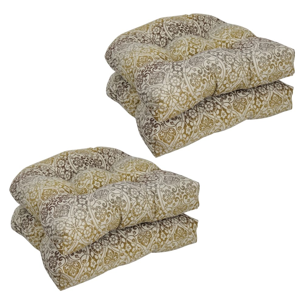 19-inch Rounded Back Premium Woven Outdoor Chair Cushions (Set of 4) - 19 x 19