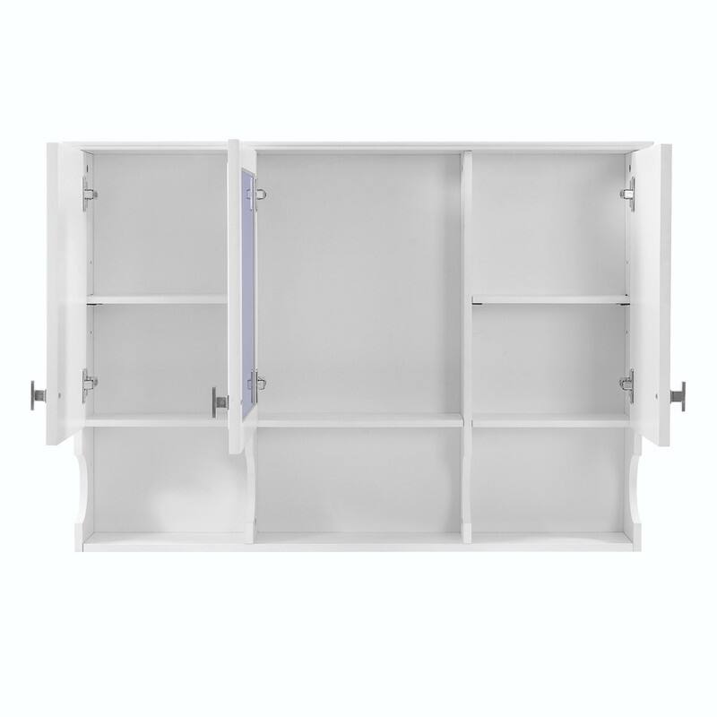 41-Inch Mirror Medicine Cabinet with Open Shelves, Wall-Mounted Storage with Doors & Mirror