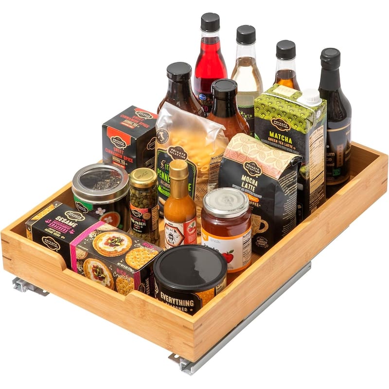 Hold N' Storage Bamboo Wooden Pull out Cabinet Organizer - Requires At Least a 21"D Cabinet Opening