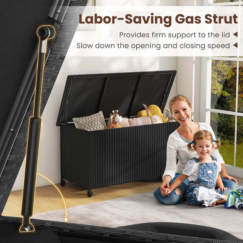 Costway 85 Gallon Rattan Deck Box with Waterproof Liner Universal - See Details