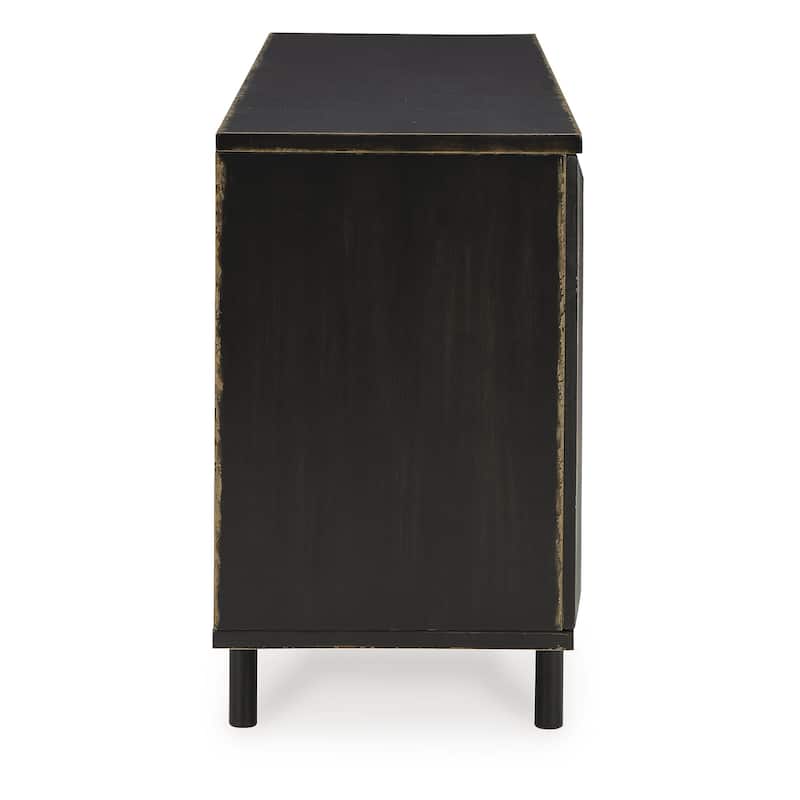 Signature Design by Ashley Fair Ridge Distressed Black Accent Cabinet - 72"W x 18"D x 32"H