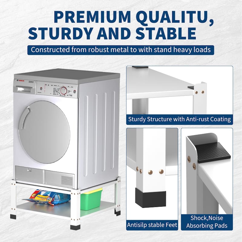 Metal Washing Machine Base Stand, Washer and Dryer Pedestals, Universal Laundry Pedestal 28" L x 28" W x 14" H