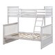 preview thumbnail 22 of 23, Twin over Full Size Solid Wood Stairway Bunk Bed with Ladder and Fence for Bedroom