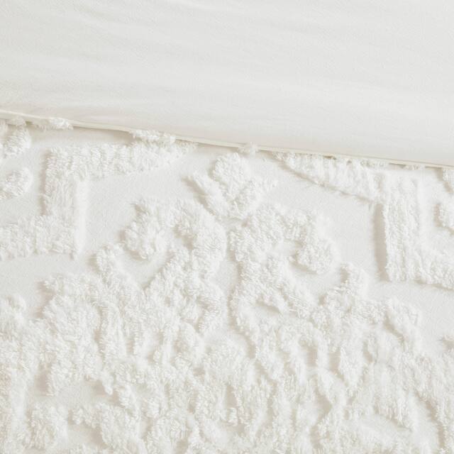 Madison Park Aeriela Tufted Cotton Chenille Damask Duvet Cover Set